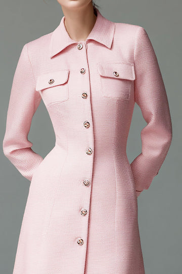 Pink A Line Collar Neck Short Blazer Dress